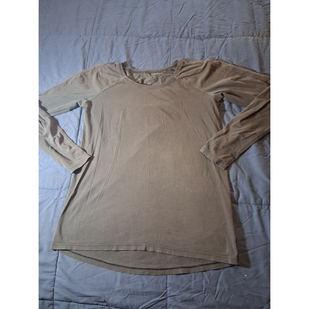 Lululemon Womens Long Sleeve Athletic Top Charcoal Grey Raglan Crew‎ Neck Size 6